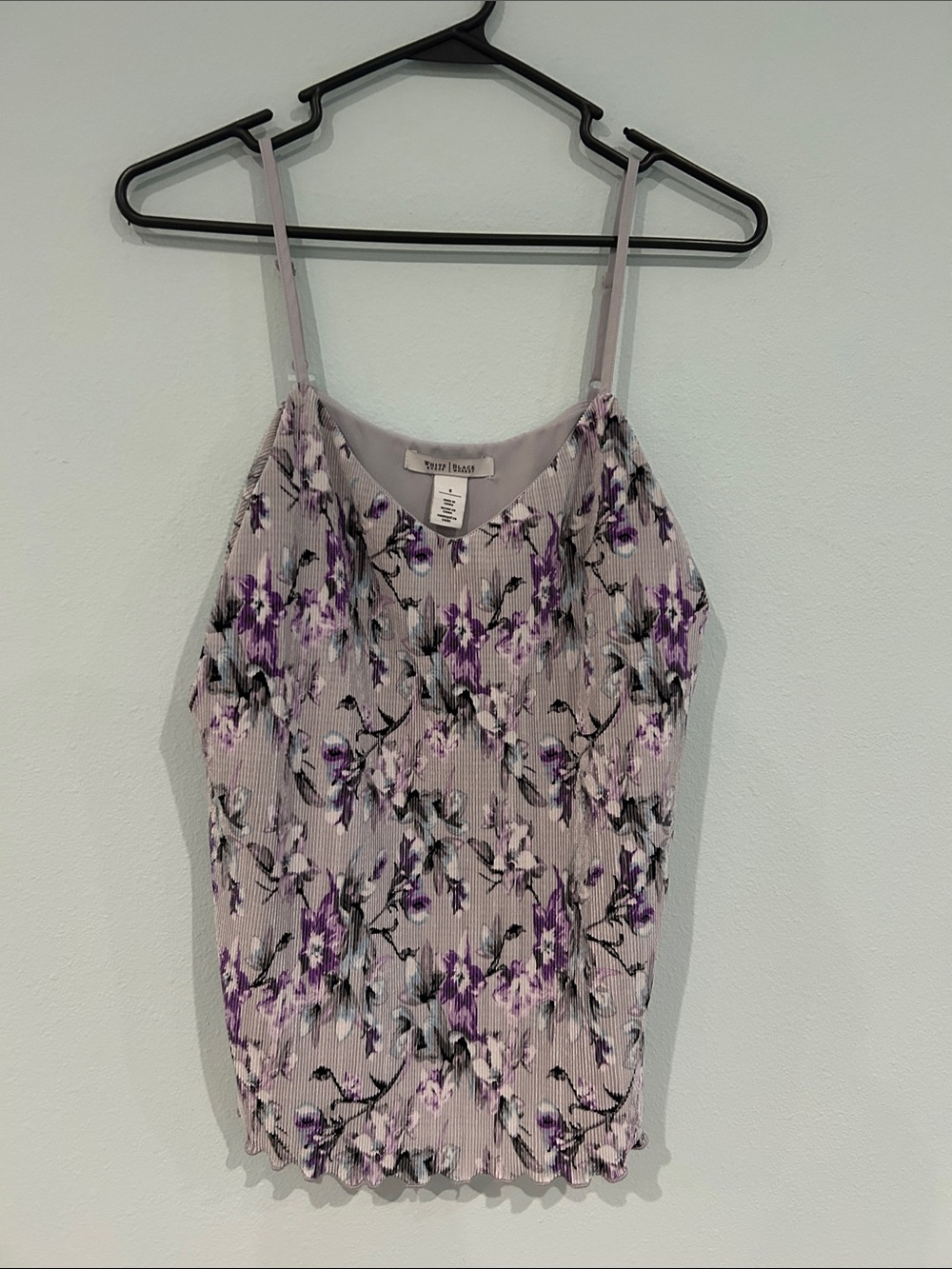 White House Black Market Lavender Floral Pleated Cami